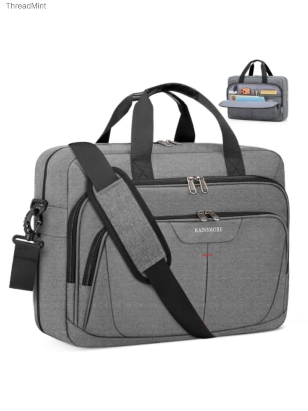 RAINSMORE 17.3 Expandable Laptop Briefcase Messenger Bag Polyester